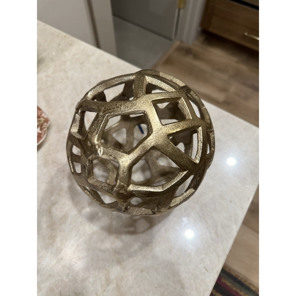 Gilt Metal Cutout Orb Globe Gold Accent Decor 7 in‎ Modern Art